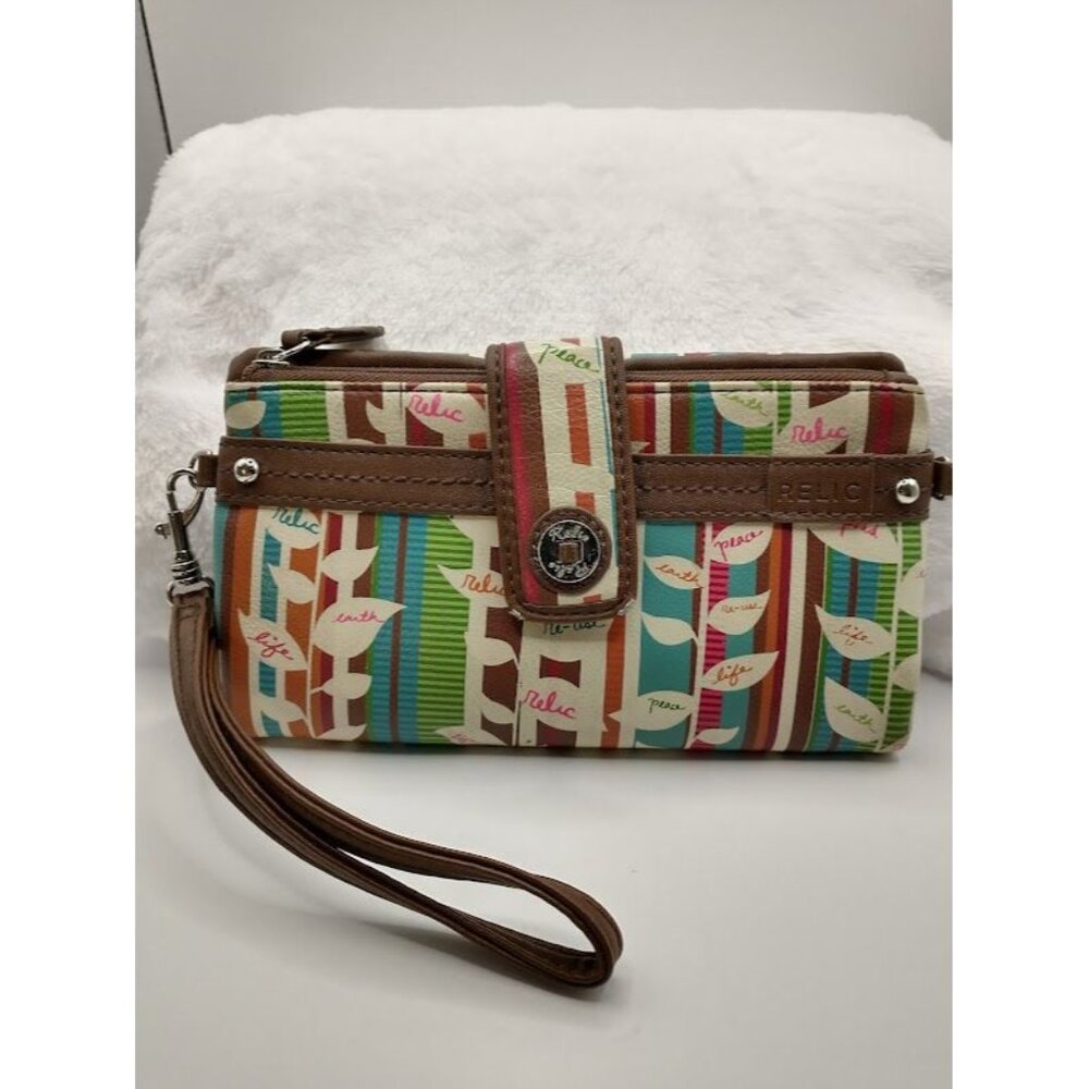 Relic Multicolor Striped Wristlet with Snap Closure